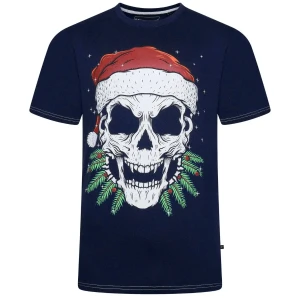 Duży męski t-shirt koszulka z nadrukiem świątecznym Kam X036 granatowa (5XL) | 5XL
