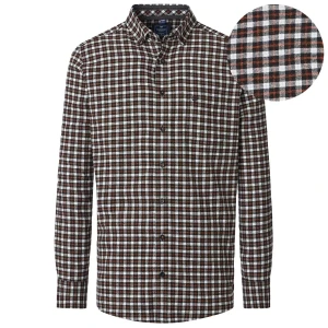 Duża męska koszula długi rękaw flanelowa w kratę Redmond 252105111-900 biało-pomarańczowo-czarna (5XL) | 5XL