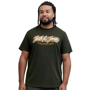 Duża męska koszulka t-shirt  z nadrukiem Jack & Jones 12279834 ciemnozielony (5XL) | 5XL