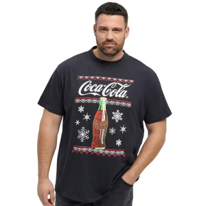 Duży męski t-shirt z świątecznym nadrukiem Coca Cola koszulka z krótkim rękawem North Latitude 53356-0099 czarna (3XL) | 3XL