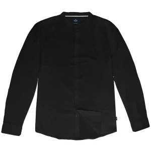 Duża męska koszula gładka z długim rękawem ze stójką Double Urban Outfitters FS-5120 czarna (6XL) | 6XL