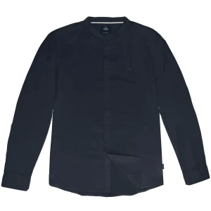 Duża męska koszula gładka z długim rękawem ze stójką Double Urban Outfitters FS-5120 granatowa (5XL) | 5XL