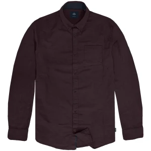 Duża męska koszula gładka z długim rękawem z kołnierzykiem Double Urban Outfitters GS-5115 bordowa (9XL) | 9XL
