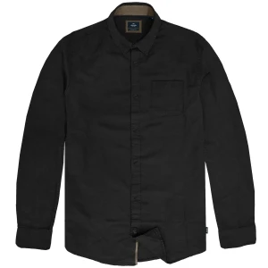 Duża męska koszula gładka z długim rękawem z kołnierzykiem Double Urban Outfitters GS-5115 czarna (9XL) | 9XL