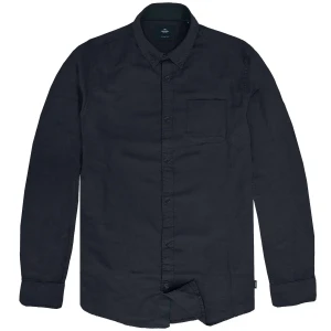 Duża męska koszula gładka z długim rękawem z kołnierzykiem Double Urban Outfitters GS-5115 granatowa (6XL) | 6XL