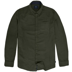 Duża męska koszula gładka z długim rękawem z kołnierzykiem Double Urban Outfitters GS-5115 khaki (9XL) | 9XL