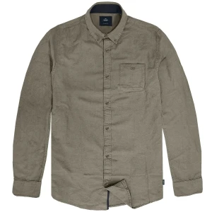 Duża męska koszula gładka z długim rękawem z kołnierzykiem Double Urban Outfitters GS-5115 szarobeżowa (6XL) | 6XL
