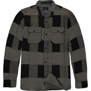 Duża męska koszula w kratę z długim rękawem Double Urban Outfitters GS-5122 szaro-czarna (4XL) | 4XL
