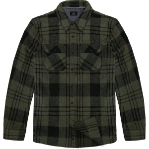 Duża męska koszula w kratę z długim rękawem Double Urban Outfitters GS-5122 khaki (6XL) | 6XL