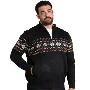 Duży męski sweter świąteczny Duke D555 Edinson granatowy (4XL) | 4XL