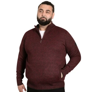 Duży męski sweter zapinanay na krótki zamek  Duke D555 Cramlington bordowy (2XL) | 2XL