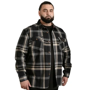 Duża męska ciepła koszula w kratę długi rękaw Duke D555 Falkirk czarno-szara (7XL) | 7XL