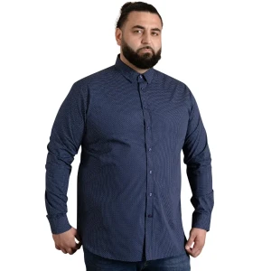 Duża męska koszula wzorzysta długi rękaw Duke D555 Middlesbrough granatowa (8XL) | 8XL
