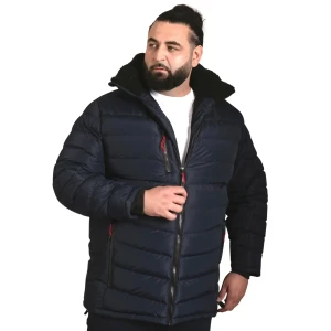 Duża męska kurtka zimowa pikowana z kapturem Duke D555 Workington granatowa (4XL) | 4XL