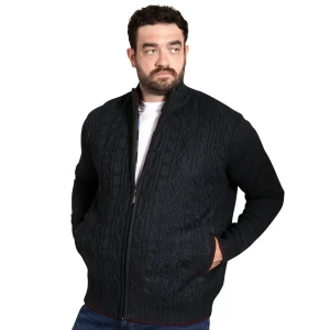 Duży męski tłoczony sweter zapinany na zamek Duke D555 Gillingham granatowy (4XL) | 4XL