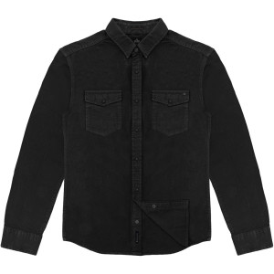Duża męska koszula gładka z długim rękawem z kołnierzykiem Double Urban Outfitters GS-5126 czarna (7XL) | 7XL