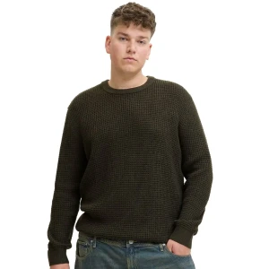 Duży męski sweter wkładany przez głowę Jack & Jones 12287722 ciemnozielony (6XL) | 6XL