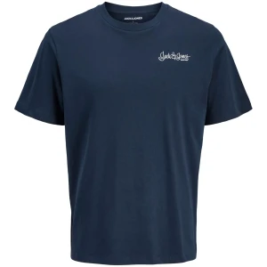 Duża męska koszulka z nadrukiem na plecach t-shirt Jack & Jones 12285601 granatowy (6XL) | 6XL