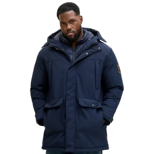Duża męska kurtka z kapturem parka Jack & Jones 12279797 granatowa (6XL) | 6XL