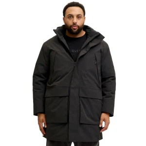 Duża męska kurtka z kapturem parka Jack & Jones 12284372 czarna (6XL) | 6XL