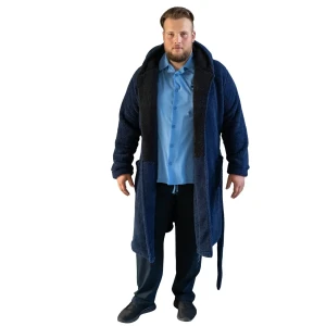 Duży męski szlafrok Duke D555 Newquay granatowy (2XL) | 2XL