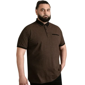Duża męska koszulka polo delikatny wzór Duke D555 Worksop brązowo-czarna (4XL) | 4XL