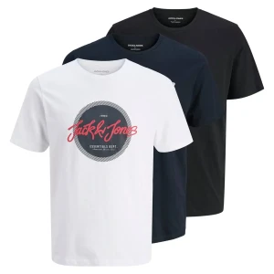 Duża męska koszulka z nadrukiem t-shirt 3 sztuki Jack & Jones 12288470 multi (4XL) | 4XL