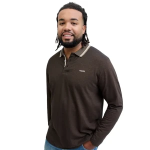 Duża męska koszulka polo z długim rękawem Jack & Jones 12287555 brązowa (6XL) | 6XL