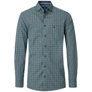 Duża męska koszula w kratę z długim rękawem Redmond 252440111-600 zielono-granatowa (4XL) | 4XL
