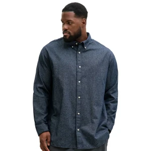 Duża męska gładka koszula flanelowa długi rękaw Jack & Jones 12287627 granatowa (6XL) | 6XL