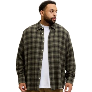 Duża męska flanelowa koszula z długim rękawem w  kratę Jack & Jones 12291881 czarno-zielona (5XL) | 5XL
