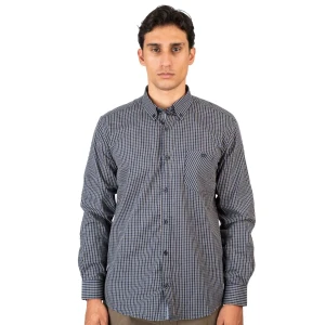 Duża męska koszula w kratę z długim rękawem Double Urban Outfitters GS-5132 granatowa (4XL) | 4XL