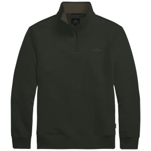 Duża męska bluza ze stójką zapinana na krótki zamek Double Urban Outfitters MTOP-1082 ciemnozielona (7XL) | 7XL