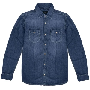 Duża męska koszula jeansowa z długim rękawem Double Urban Outfitters DS-5067 granatowa (9XL) | 9XL