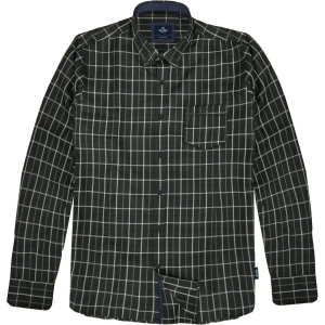 Duża męska koszula w kratę z długim rękawem Double Urban Outfitters GS-5132 ciemnozielona (4XL) | 4XL