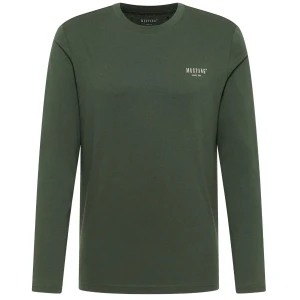 Duża męska koszulka z długim rękawem i napisem longsleeve Mustang 1017142-6476 zielona (5XL) | 5XL