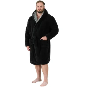 Duży męski szlafrok Duke D555 Newquay czarny (4XL) | 4XL