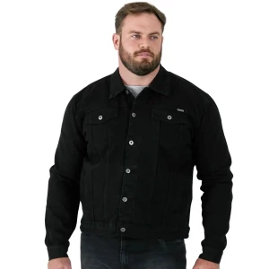 Duża kurtka jeansowa katana Duke Trucker czarna męska (4XL) | 4XL