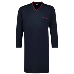 Duża koszula nocna męska piżama długi rękaw Adamo 119263-360 granatowa (3XL) | 3XL