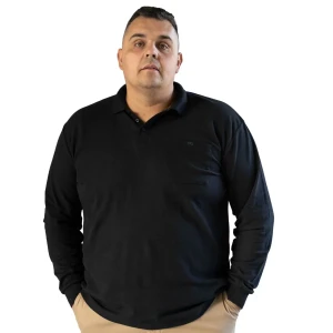 Duża męska koszulka polo z długim rękawem Double Urban Outfitters PS-3031LS czarna (7XL) | 7XL