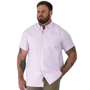 Duża koszula męska gładka z krótkim rękawem Duke D555 James różowa (2XL) | 2XL