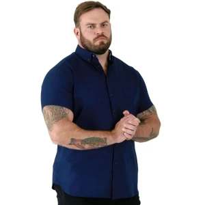 Duża koszula męska gładka z krótkim rękawem Duke D555 James granatowa (4XL) | 4XL