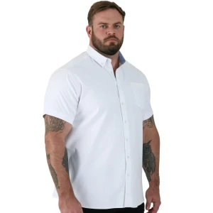 Duża koszula męska gładka z krótkim rękawem Duke D555 James biała (2XL) | 2XL
