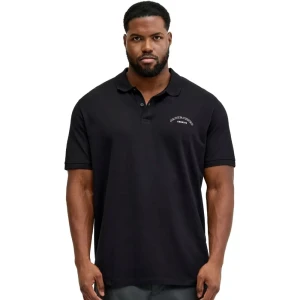 Duża męska polówka koszulka z kołnierzykiem Jack & Jones 12295974 czarna (5XL) | 5XL