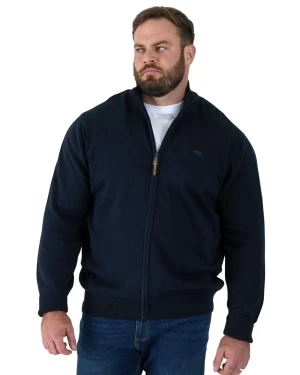 Duży męski sweter ze stójką zapinany na zamek Franco 2 Duke D555 granatowy (2XL) | 2XL