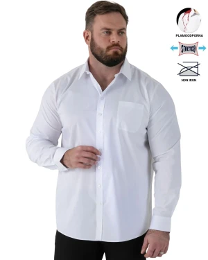 Duża koszula męska z długim rękawem gładka plamoodporna NON IRON Duke D555 Oliver biała (7XL) | 7XL