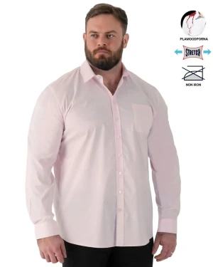 Duża koszula męska z długim rękawem gładka plamoodporna NON IRON Duke D555 Oliver różowa (4XL) | 4XL