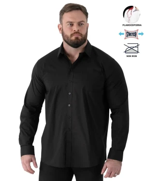 Duża koszula męska z długim rękawem gładka plamoodporna NON IRON Duke D555 Oliver czarna (3XL) | 3XL