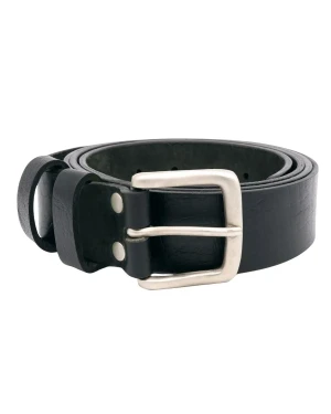 Duży męski pasek ze srebrną klamrą 3,7cm Gavin Duke D555 czarny (48R) | 48R
