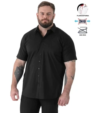 Duża męska koszula z krótkim rękawem gładka plamoodporna NON IRON Duke D555 Lucas czarna (4XL) | 4XL
